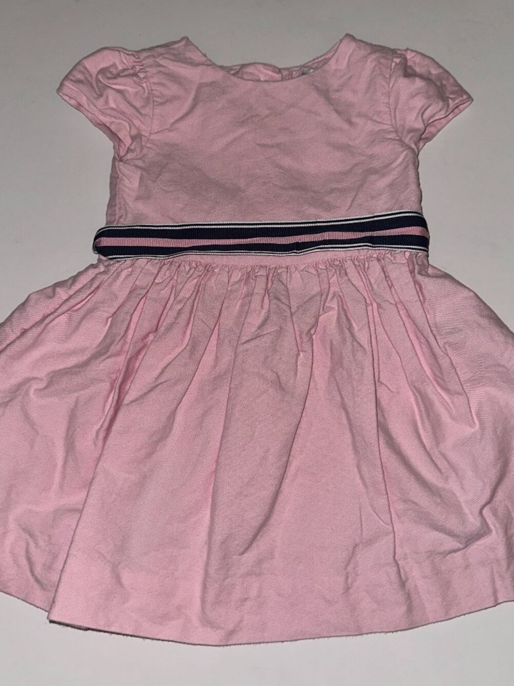 RALPH LAUREN PINK DRESS 12M short sleeve ribbon belt oxford fabric